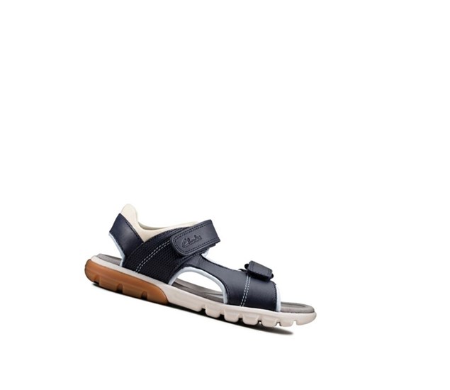 Clarks Rocco Wave Textilne Sandale Casual Chlapcenske Námornícka Modrá | DSUB-90251