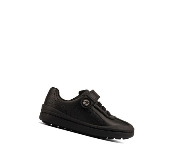 Clarks Rock Pass Kozene Skolske Topanky Chlapcenske Čierne | JAVF-02614
