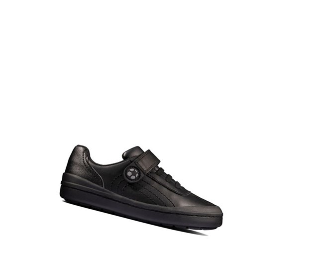 Clarks Rock Pass Kozene Skolske Topanky Chlapcenske Čierne | PDTJ-69714