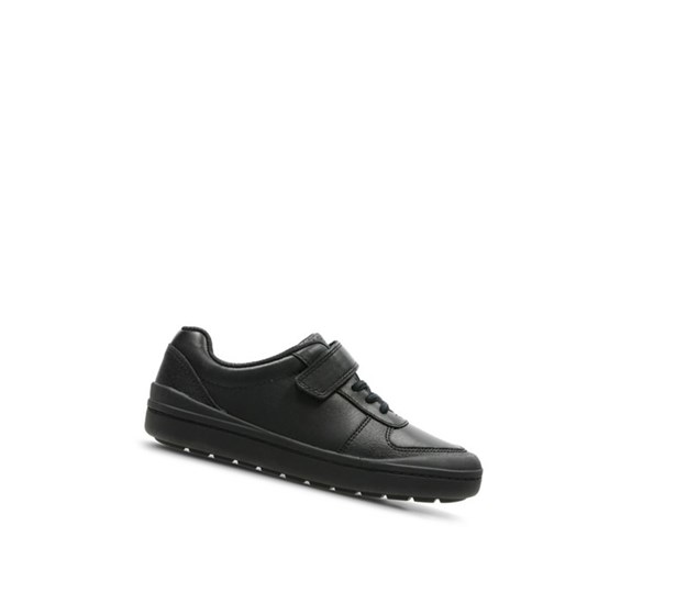 Clarks Rock Verve Kozene Skolske Topanky Chlapcenske Čierne | AECG-25794
