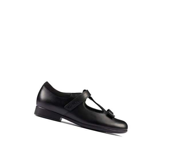 Clarks Scala Hope Kozene Skolske Topanky Dievcenske Čierne | UDTZ-40123