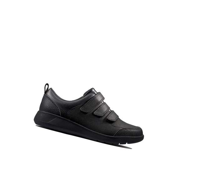 Clarks Scape Sky Kozene Skolske Topanky Chlapcenske Čierne | MXLE-42095