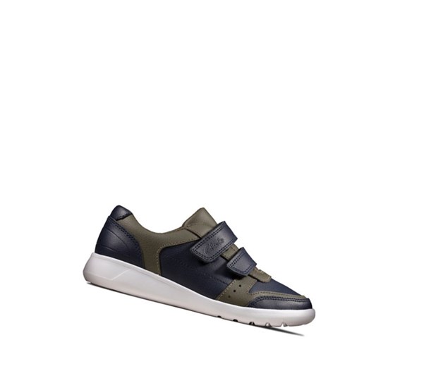 Clarks Scape Spirit Kozene Tenisky Chlapcenske Námornícka Modrá | BPGI-90248
