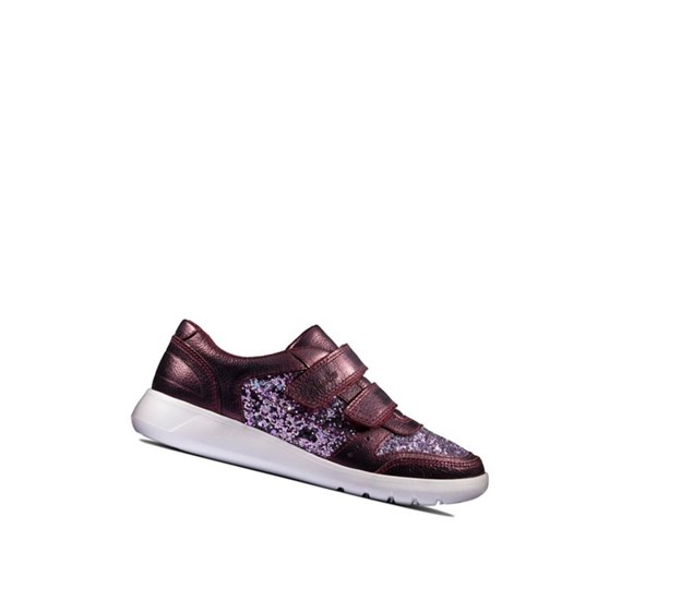 Clarks Scape Spirit Kozene Tenisky Chlapcenske Bordove | QHUB-30865