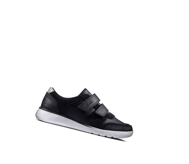 Clarks Scape Spirit Kozene Tenisky Chlapcenske Námornícka Modrá | QTXP-43597