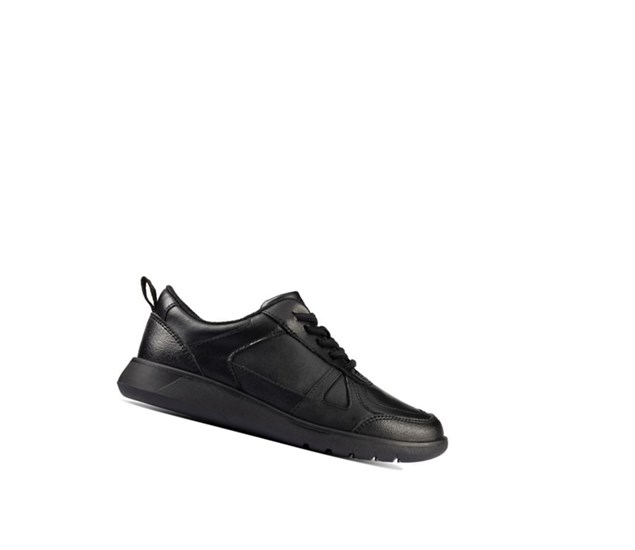 Clarks Scape Tracking Kozene Skolske Topanky Dievcenske Čierne | PYOE-50934