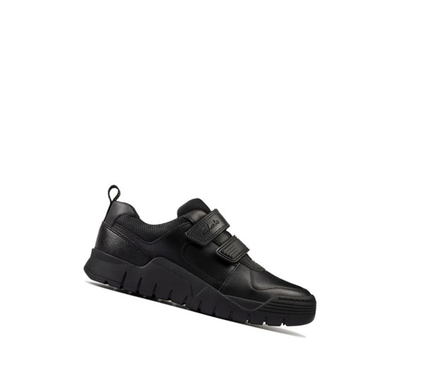 Clarks Scooter Speed Kozene Skolske Topanky Chlapcenske Čierne | TVEF-06128