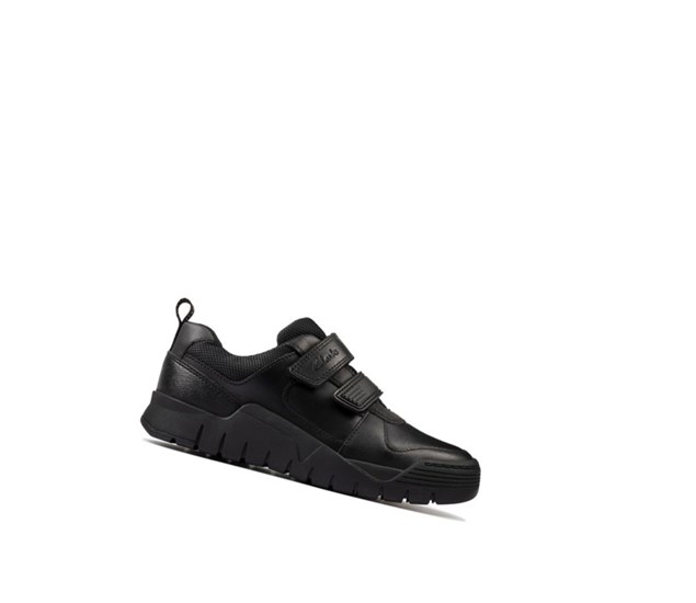 Clarks Scooter Speed Kozene Skolske Topanky Chlapcenske Čierne | YFQD-94527