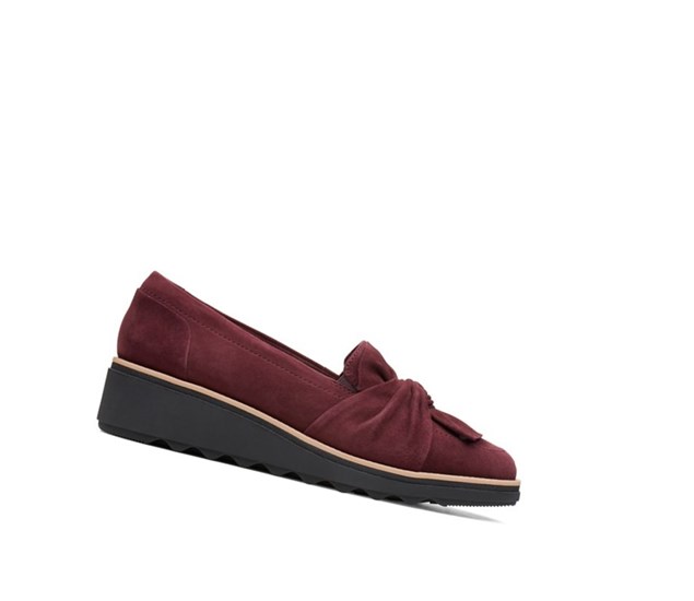 Clarks Sharon Dasher Semisove Siroke Topanky Fit Mokasiny Damske Bordove | RSYW-85031