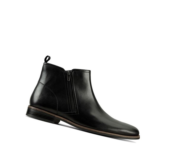 Clarks Stanford Zip Kozene Chelsea Cizmy Panske Čierne | QMEF-03625