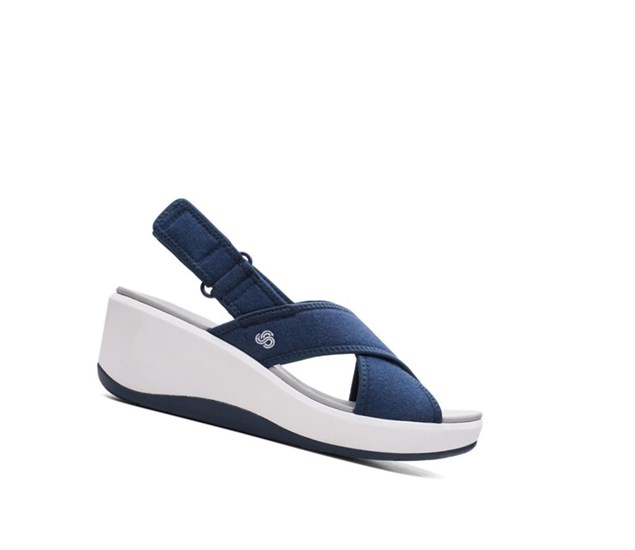 Clarks Step Cali Cove Textilne Sandale na Platforme Damske Námornícka Modrá | PWLD-18547
