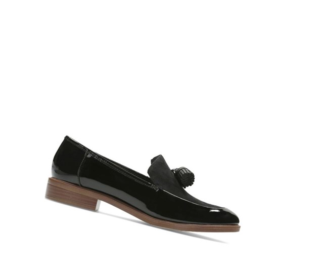 Clarks Taylor Spring Lakovane Semisove Siroke Topanky Fit Slip On Tenisky Damske Čierne | KAJC-83250