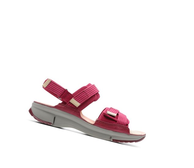 Clarks Tri Walk Semisove Ploche Sandale Damske Bordove | EHWQ-04865