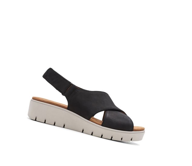 Clarks Un Karely Sun Nubuck Semisove Sandale na Platforme Damske Čierne | ONQF-35042