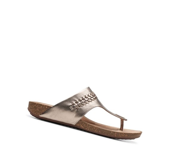 Clarks Un Perri Vibe Textilne Ploche Sandale Damske Zlate Metal | OYQR-38102
