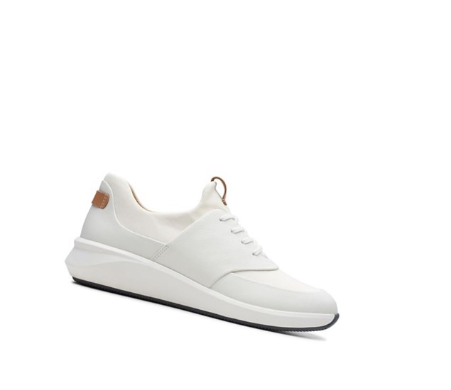 Clarks Un Rio Cipkovane Kozene Ležérne Tenisky Damske Biele | USEY-08179