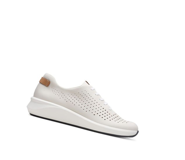 Clarks Un Rio Tie Kozene Tenisky Damske Biele | BXQD-07415