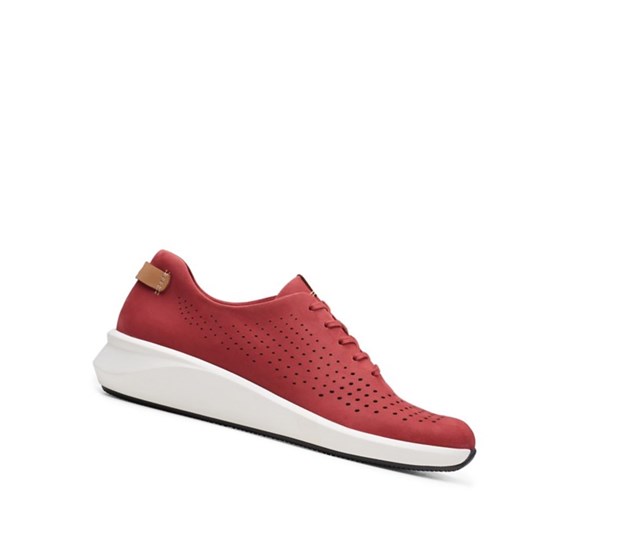 Clarks Un Rio Tie Nubuck Kozene Tenisky Damske Červené | DXCY-65170
