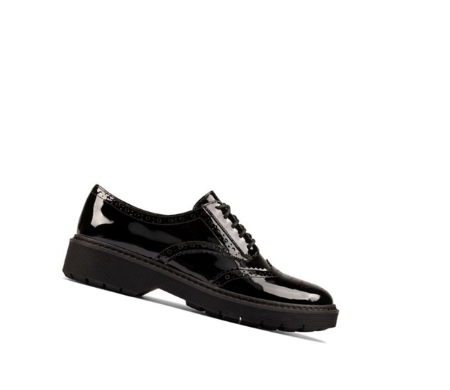 Clarks Witcombe Echo Lakovane Semisove Brogue Topanky Damske Čierne | GKPA-30875