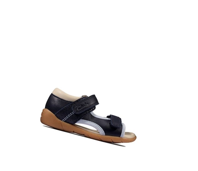 Clarks Zora Spirit Kozene Sandale Casual Chlapcenske Námornícka Modrá | ROKH-08415