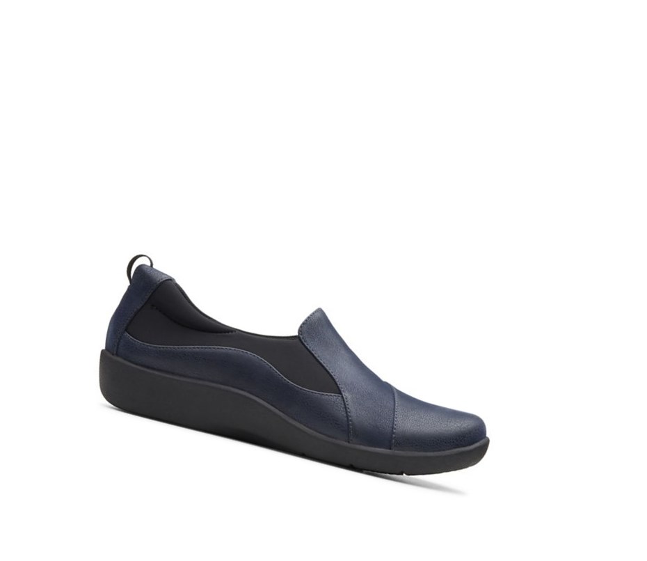 Clarks Sillian Paz Siroke Topanky Fit Slip On Tenisky Damske Námornícka Modrá | QMVB-67138